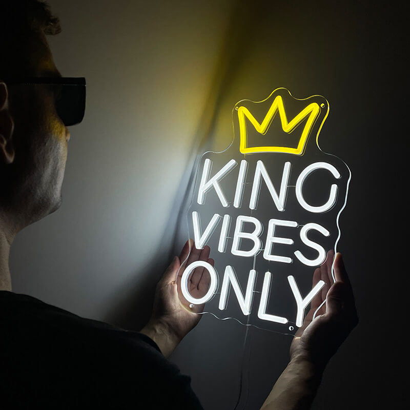 👑KING VIBES ONLY - Neon Sign (11.4x15.7in)(USB)