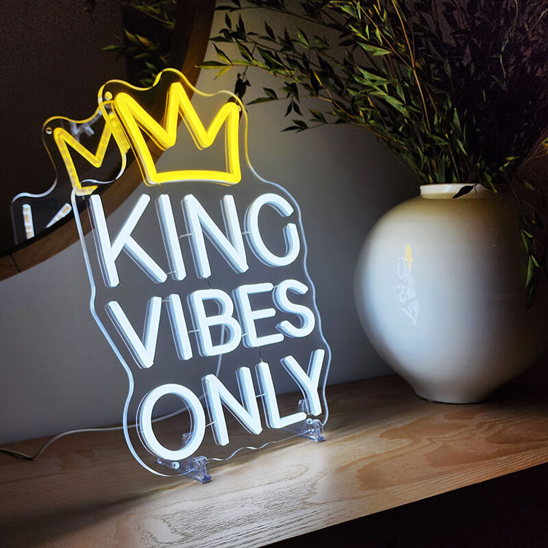 👑KING VIBES ONLY - Neon Sign (11.4x15.7in)(USB)