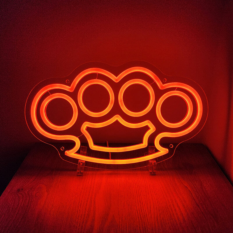 Brass Knuckles Neon Sign (7.7x12.8in)(USB)