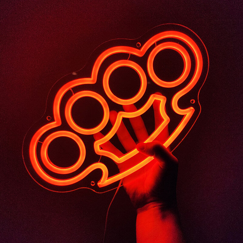 Brass Knuckles Neon Sign (7.7x12.8in)(USB)