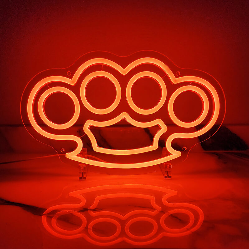 Brass Knuckles Neon Sign (7.7x12.8in)(USB)