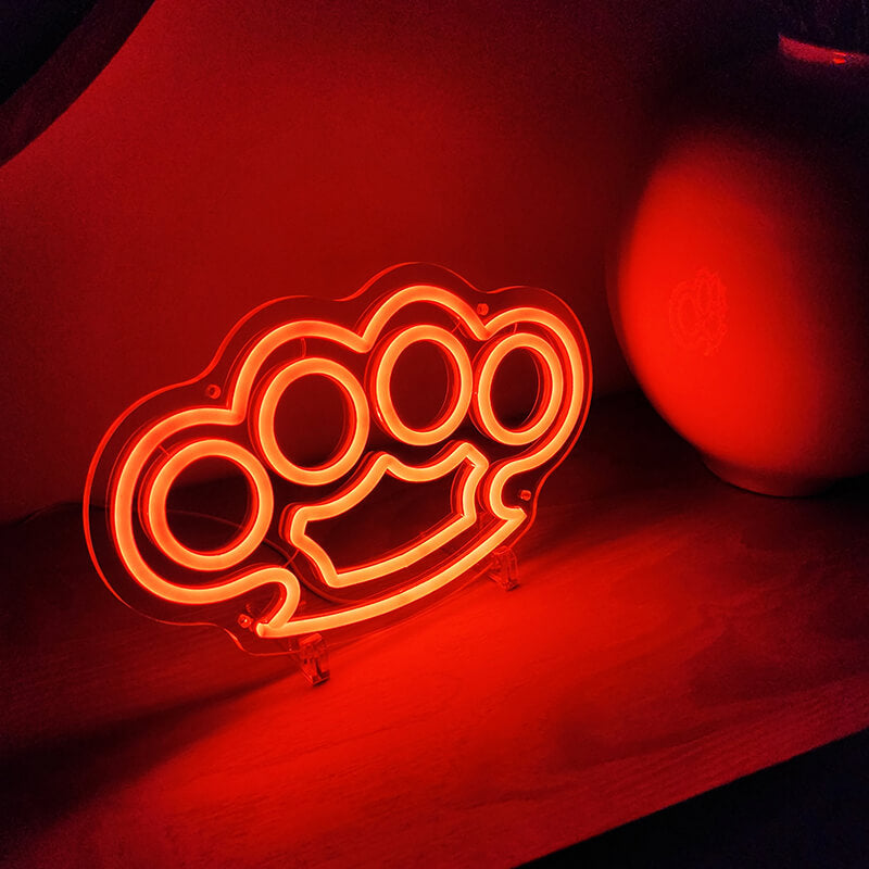 Brass Knuckles Neon Sign (7.7x12.8in)(USB)