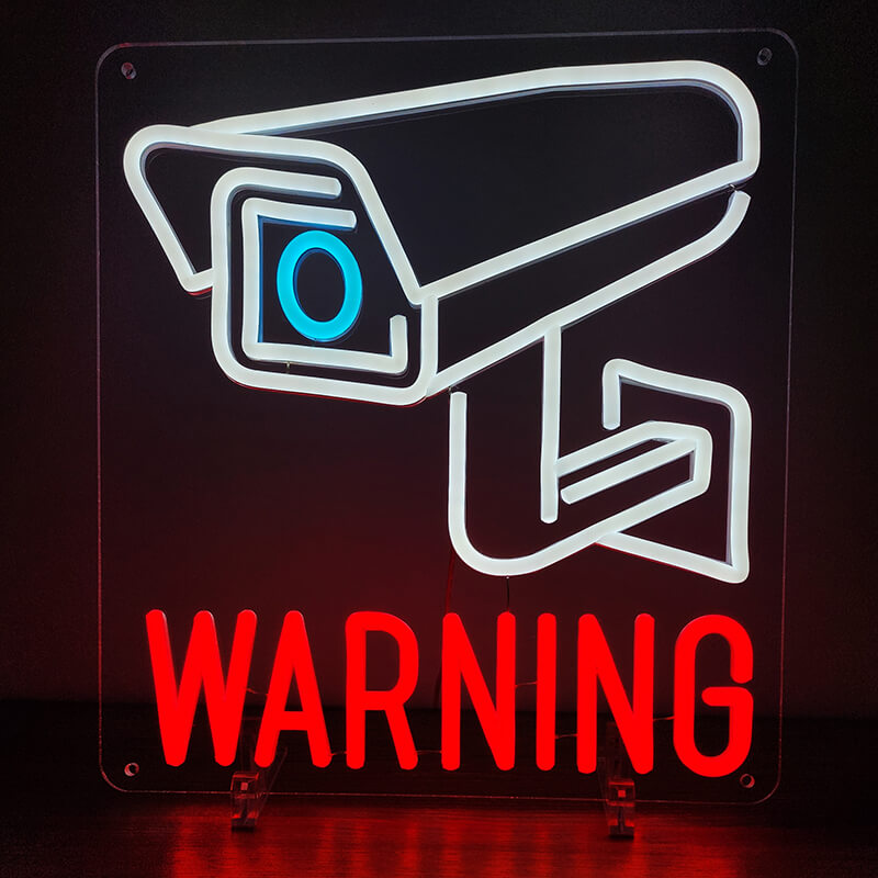 "WARNING Surveillance Camera" LED Neon Sign (13.7x13.7in) USB