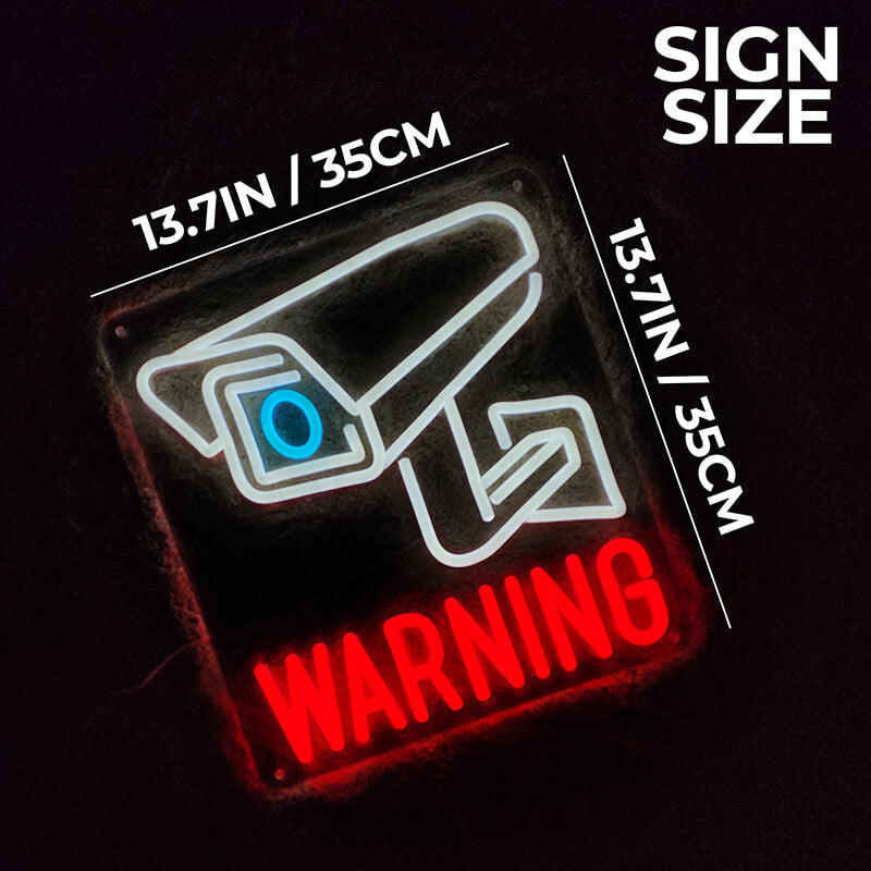 "WARNING Surveillance Camera" LED Neon Sign (13.7x13.7in) USB