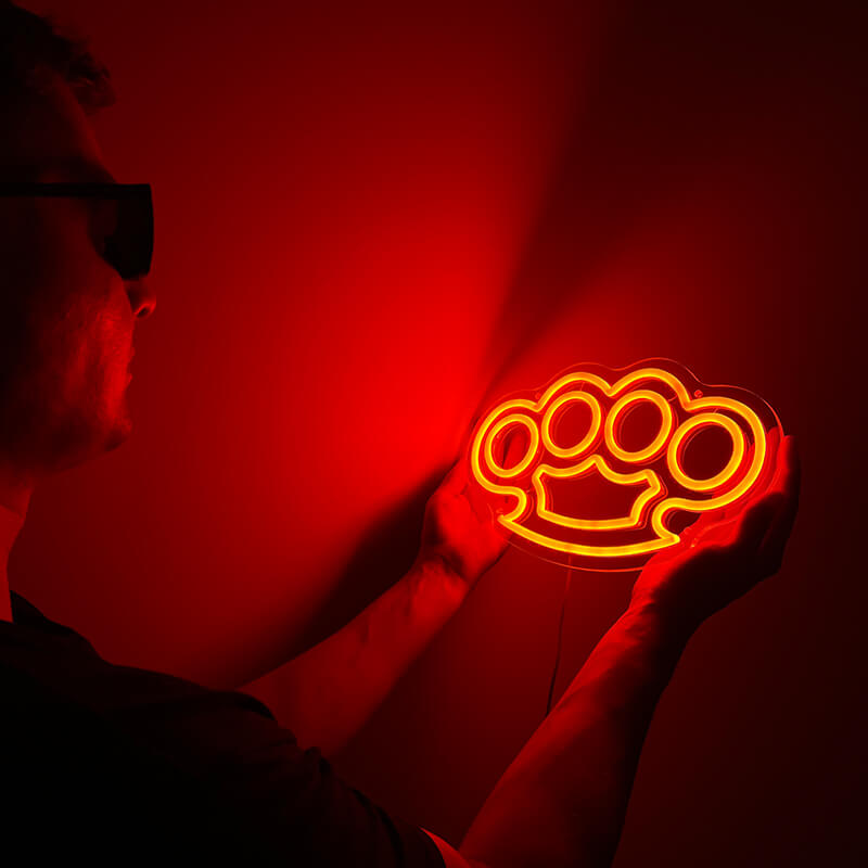 Brass Knuckles Neon Sign (7.7x12.8in)(USB)