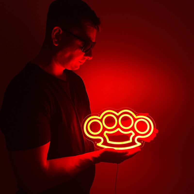 Brass Knuckles Neon Sign (7.7x12.8in)(USB)