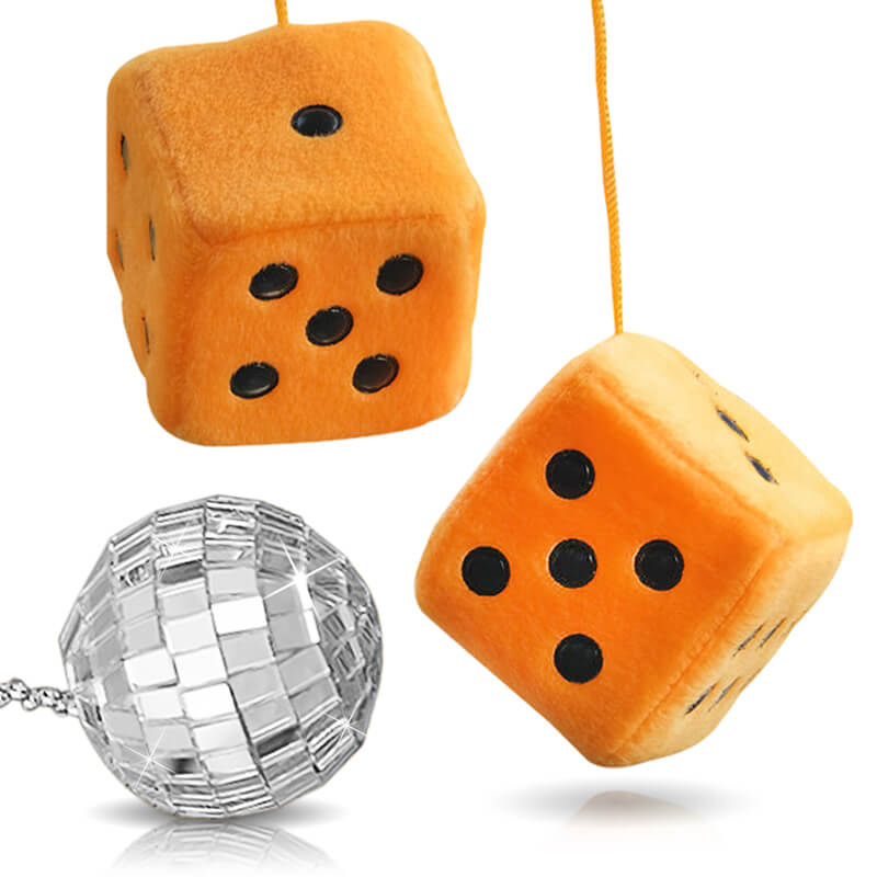 Mini Disco Ball + 1 Pair Plush Soft Dice Charm