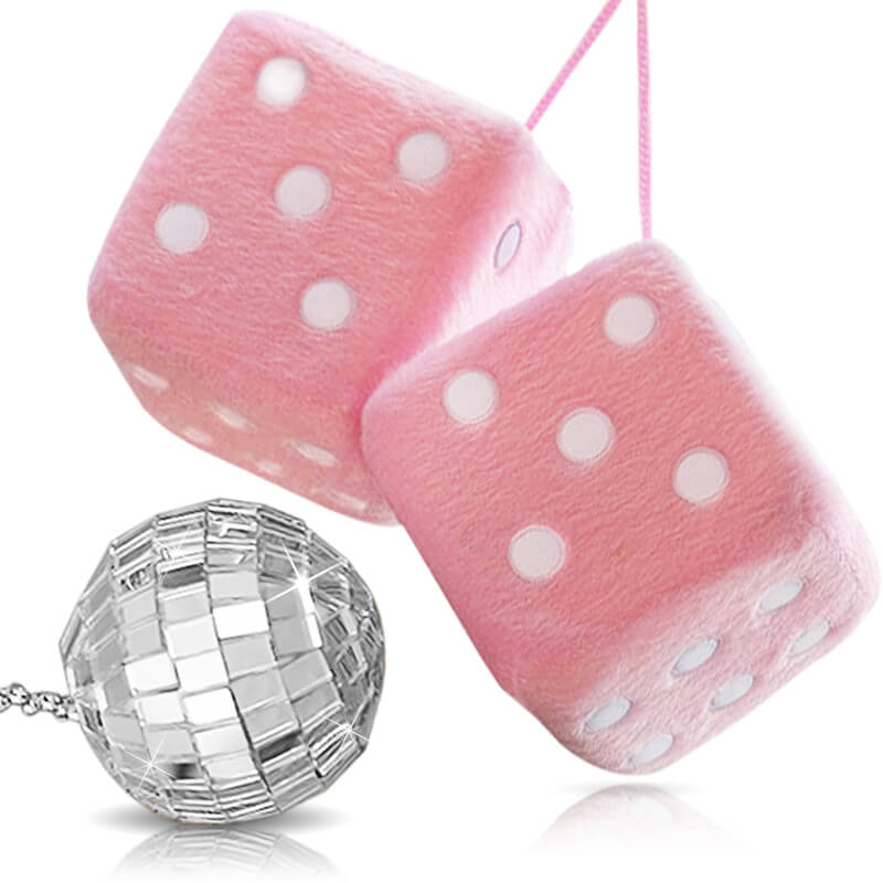 Mini Disco Ball + 1 Pair Plush Soft Dice Charm