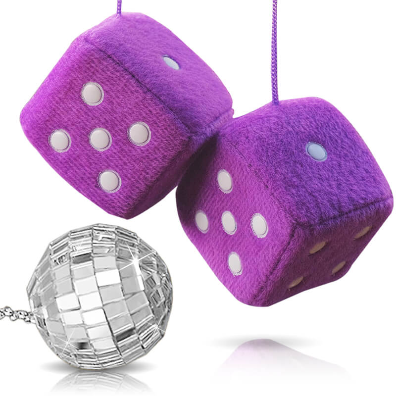 Mini Disco Ball + 1 Pair Plush Soft Dice Charm