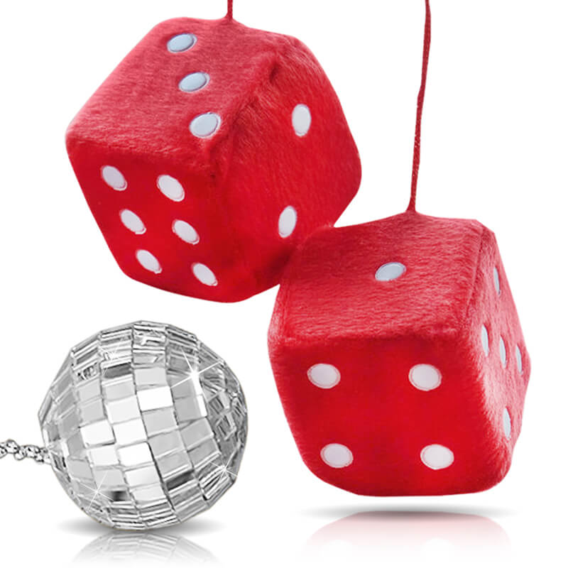 Mini Disco Ball + 1 Pair Plush Soft Dice Charm