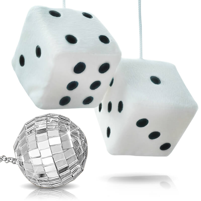 Mini Disco Ball + 1 Pair Plush Soft Dice Charm