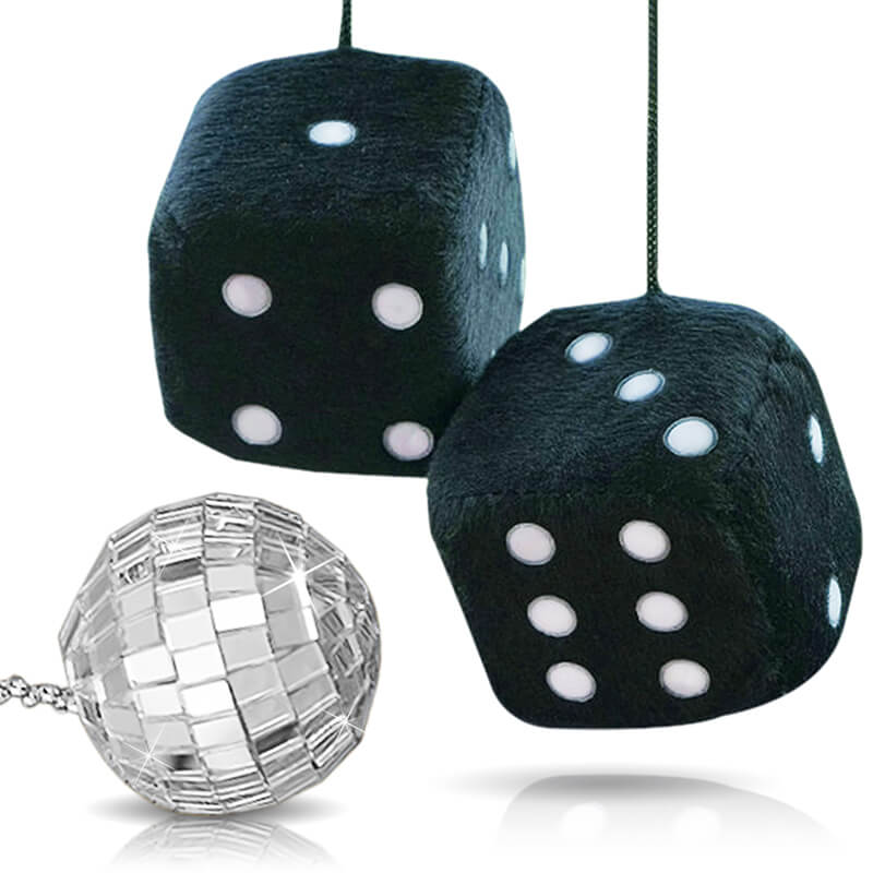 Mini Disco Ball + 1 Pair Plush Soft Dice Charm