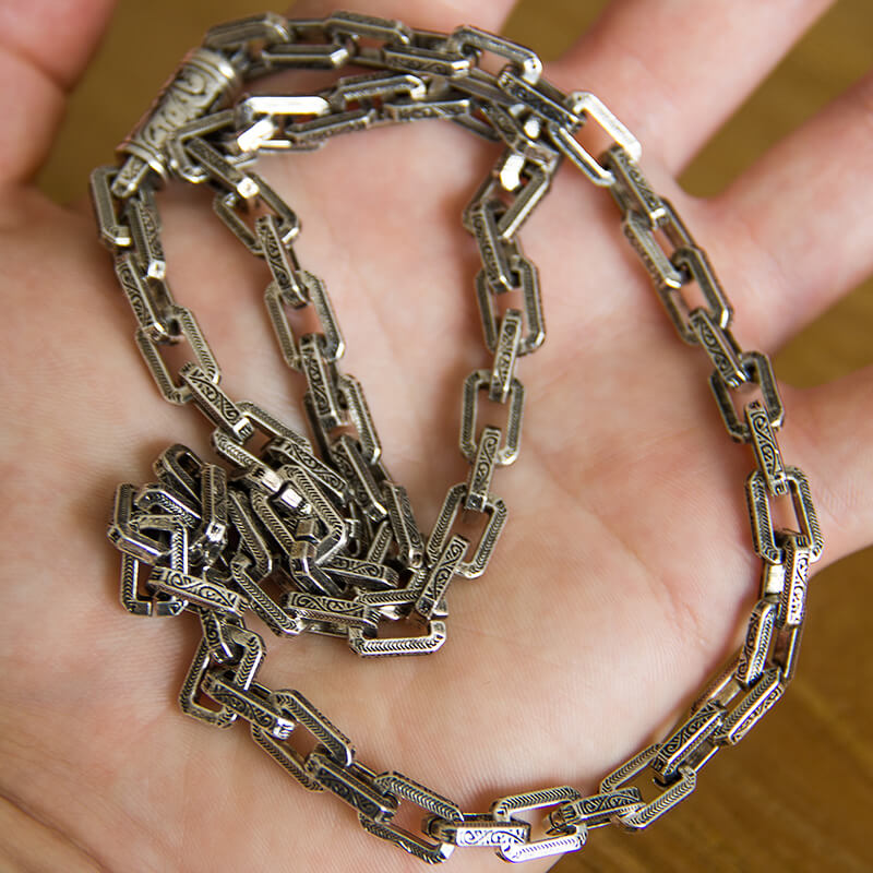 Aztec Style Stainless Steel Necklace (23.6in/60cm)