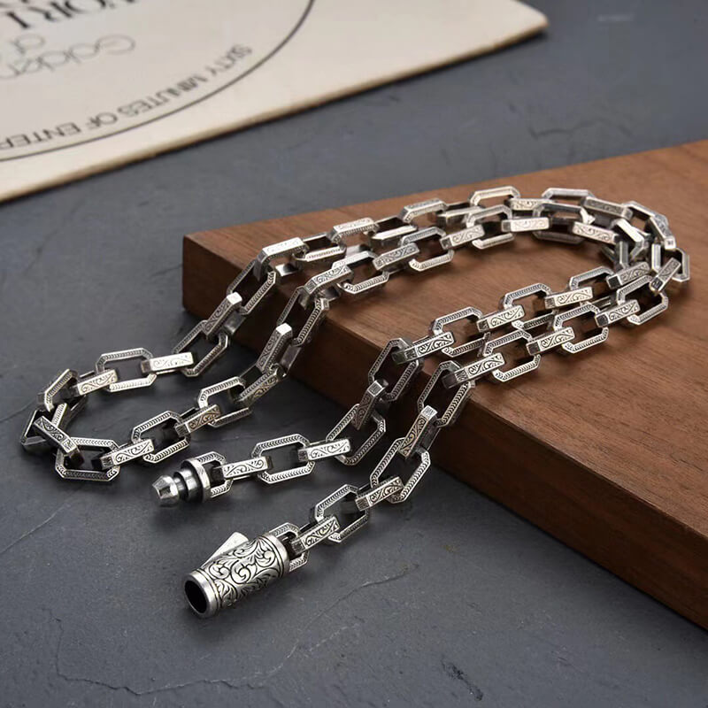 Aztec Style Stainless Steel Necklace (23.6in/60cm)