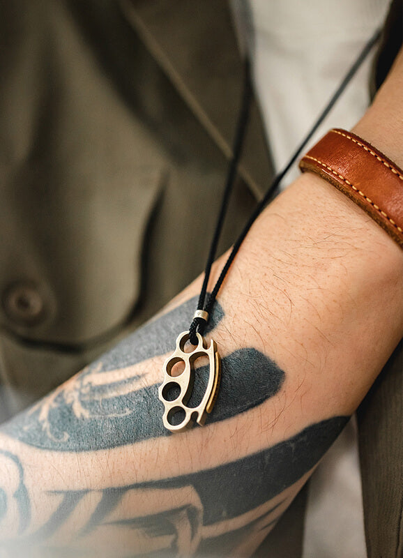 Knuckles Shape “Bad Boy” Brass Pendant