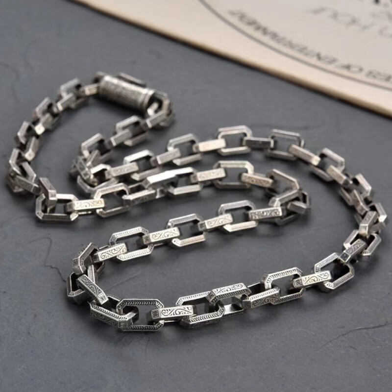 Aztec Style Stainless Steel Necklace (23.6in/60cm)