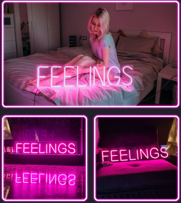 FEELINGS - LED Neon Sign (5.5”x 15.7”)(USB)