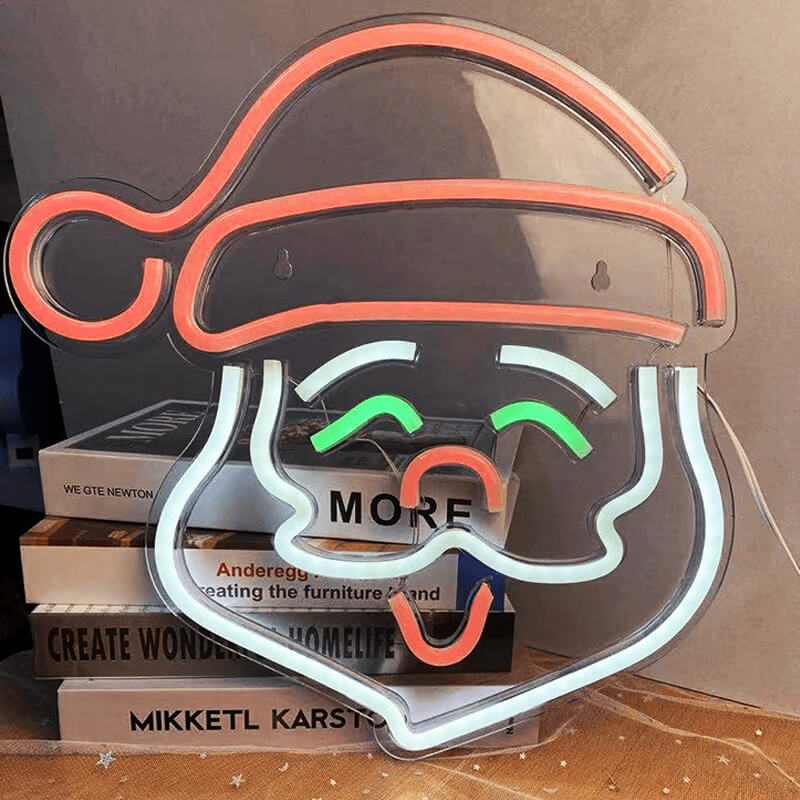 "SANTA'S HEAD" - LED Neon Sign (Size 13.5”x 13.5”)