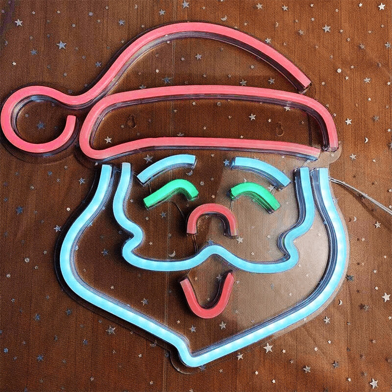 "SANTA'S HEAD" - LED Neon Sign (Size 13.5”x 13.5”)