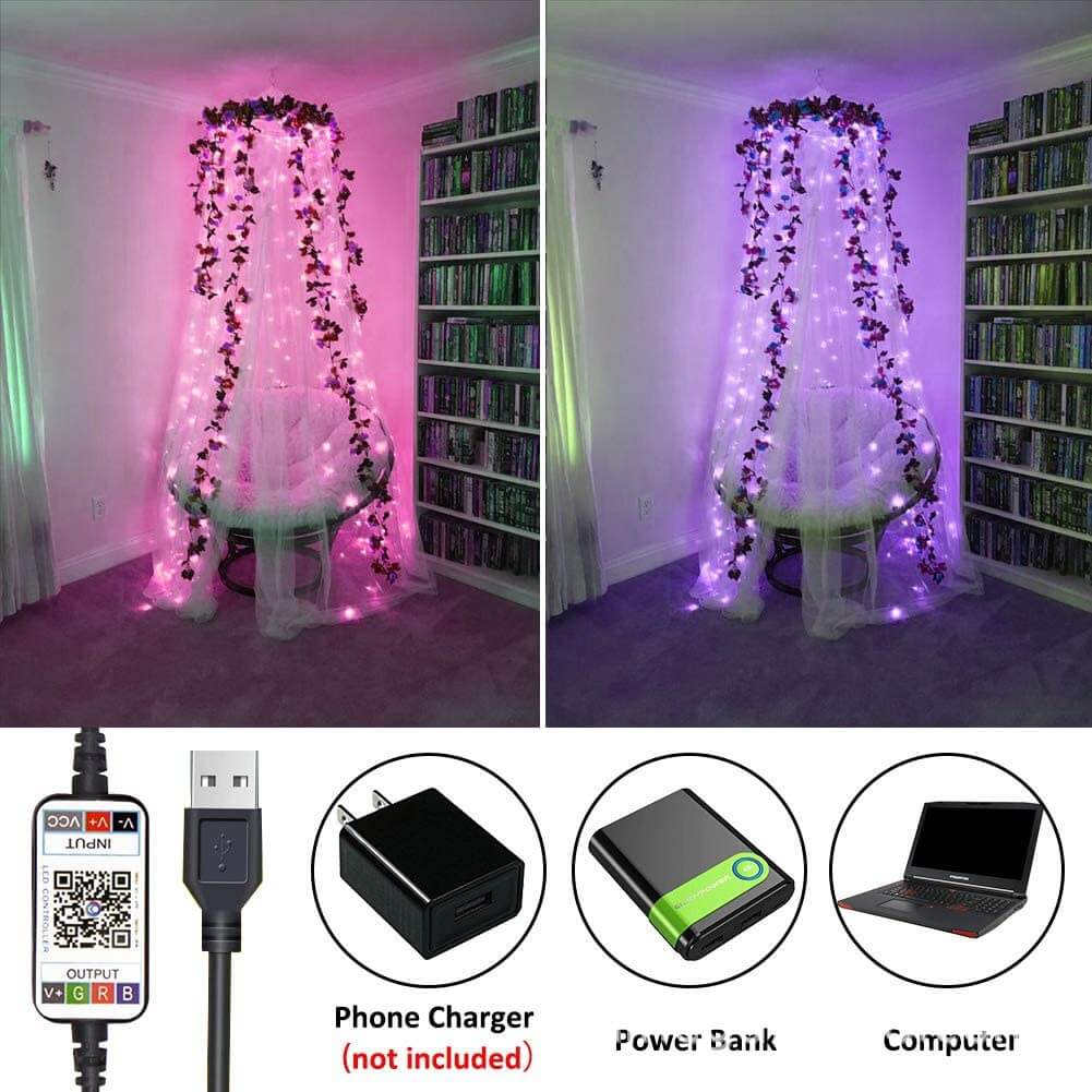 200 LED, USB hanging lights LIGHTPOP - 9,8x9,8 feets with remote control and sound sensor