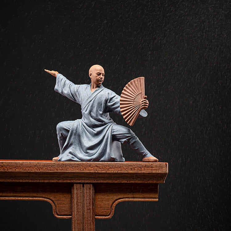 Thai Chi Monk with Fan - Energy Charge (handmade from ceramic)