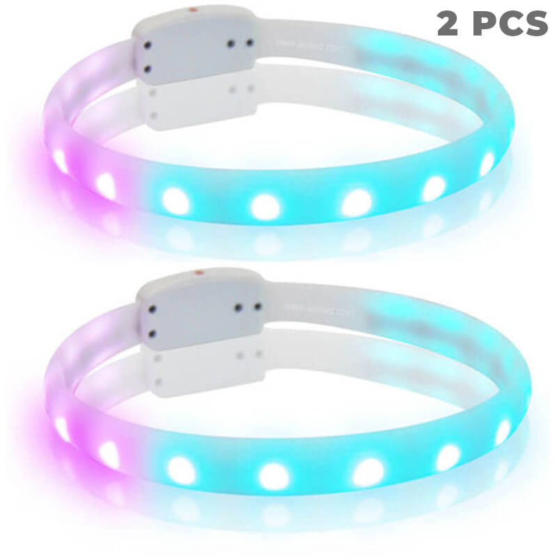 *NEW* LED-Dog Collar "RAINBOW", Extra Bright, USB Charging