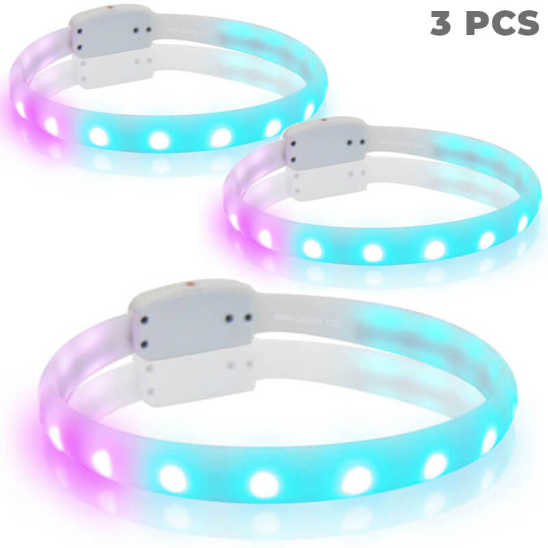 *NEW* LED-Dog Collar "RAINBOW", Extra Bright, USB Charging