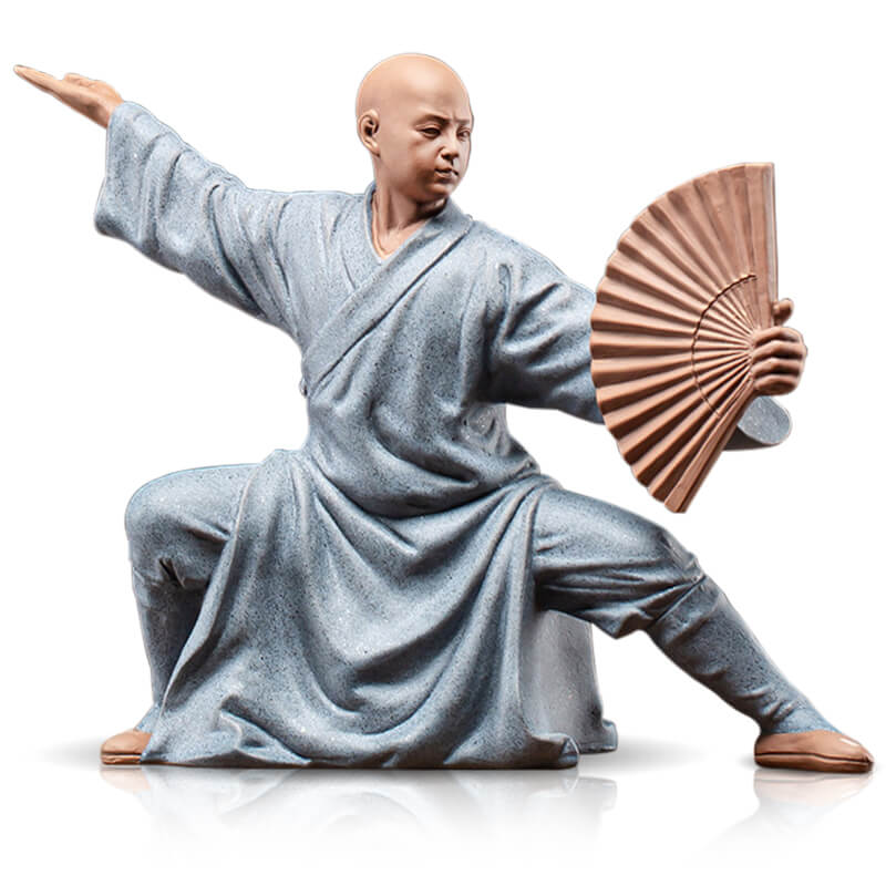 Thai Chi Monk with Fan - Energy Charge (handmade from ceramic)