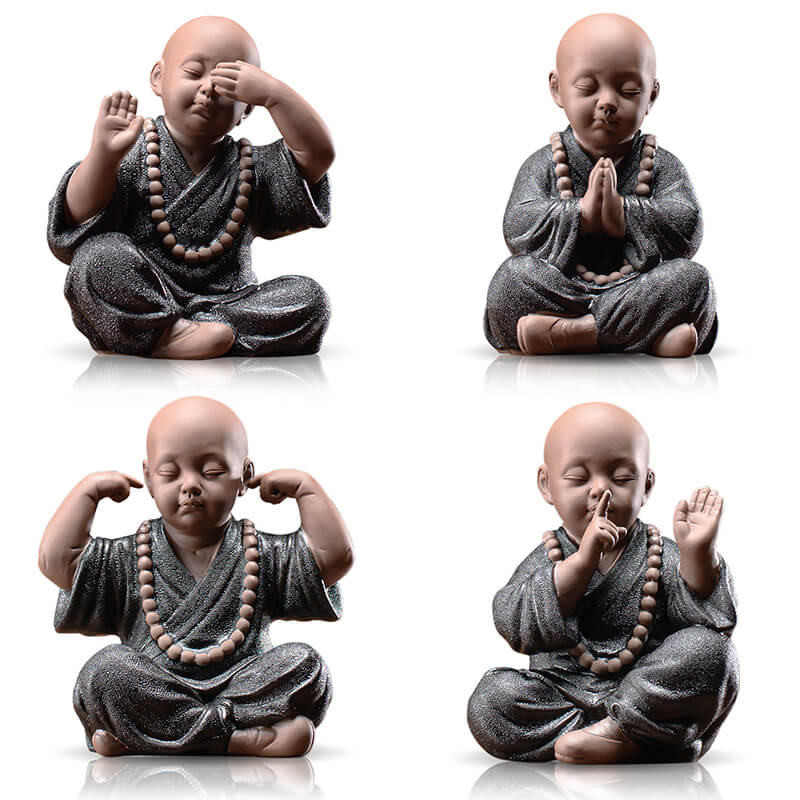 The "Four Foundations of Meditation" - clay monk figures