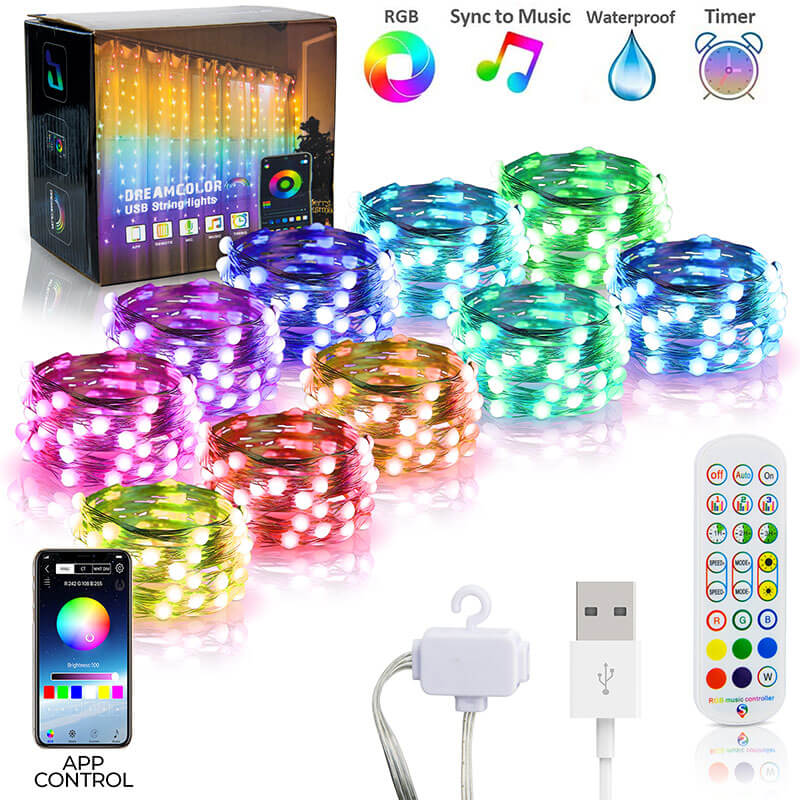 200 LED, USB hanging lights LIGHTPOP - 9,8x9,8 feets with remote control and sound sensor