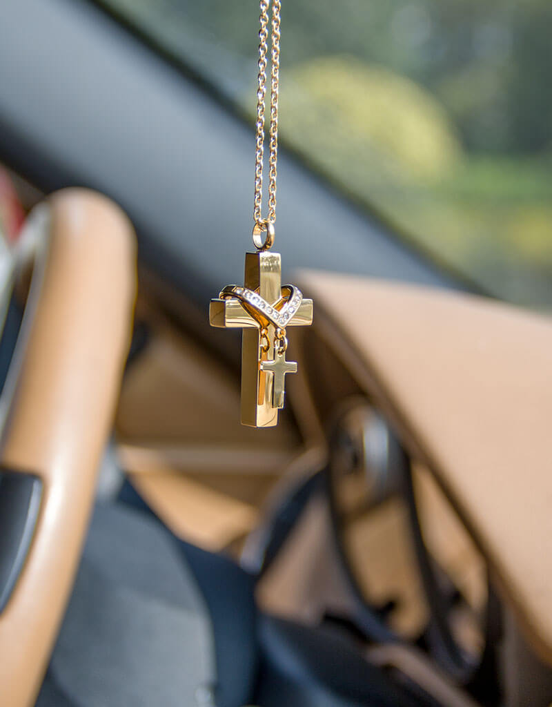 Cross Pendant - Jewelry for Car in Gold & Silver