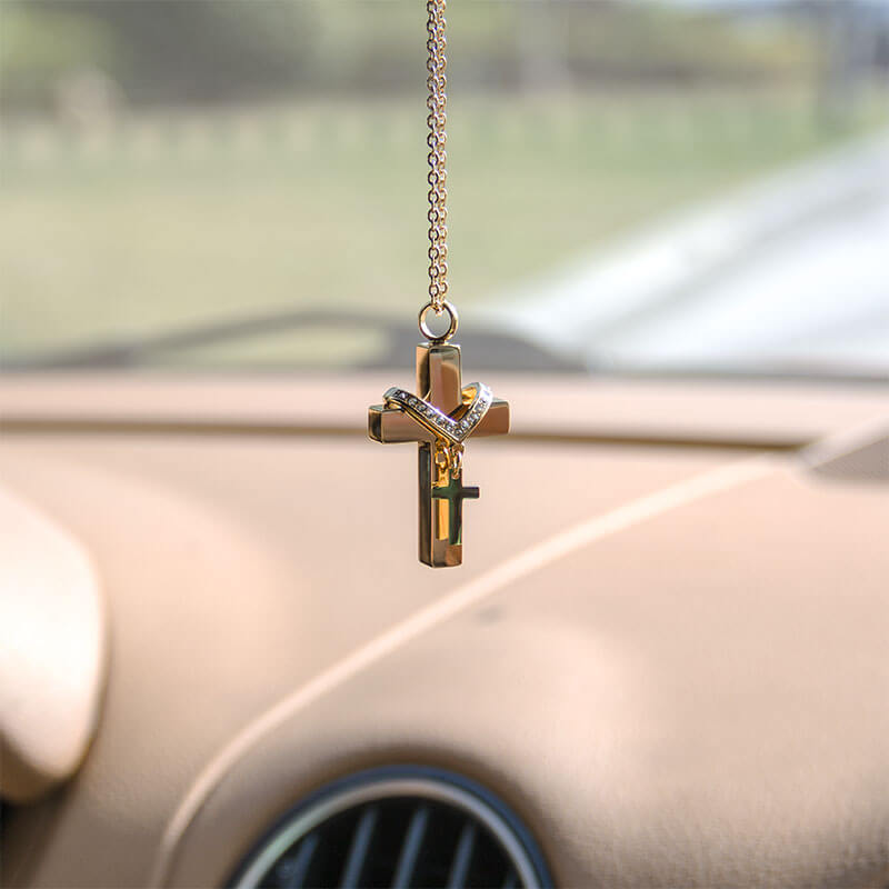 Cross Pendant - Jewelry for Car in Gold & Silver