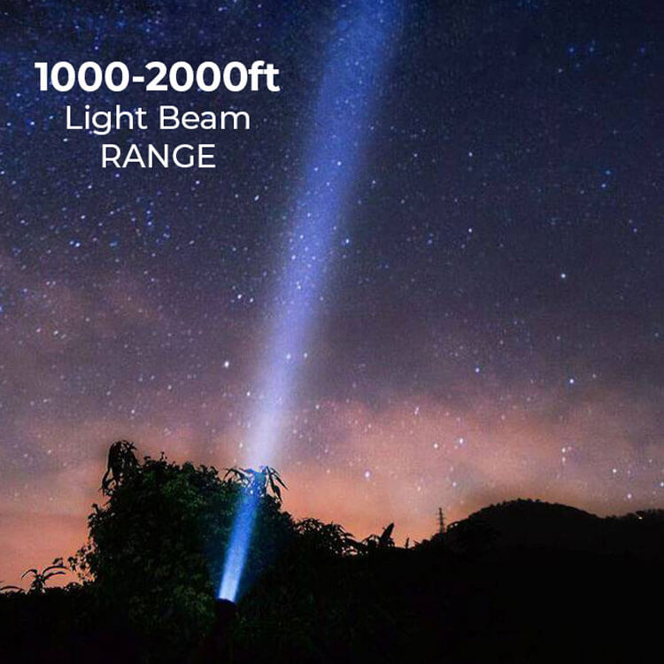 ALONEFIRE - Extremely bright 50000 lumen flashlight, 40x light zoom up to 3200 ft range