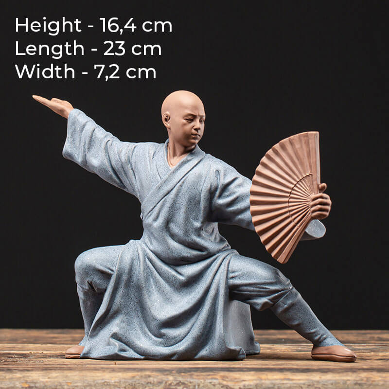 Thai Chi Monk with Fan - Energy Charge (handmade from ceramic)