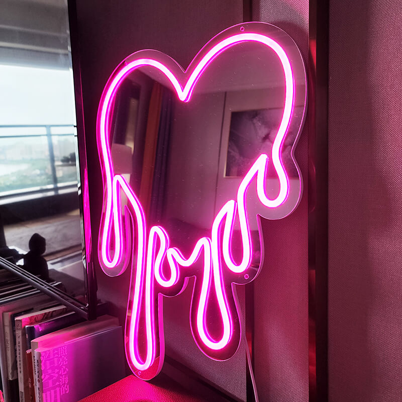 Melting Heart Blob Mirror with Pink LED Light (USB)