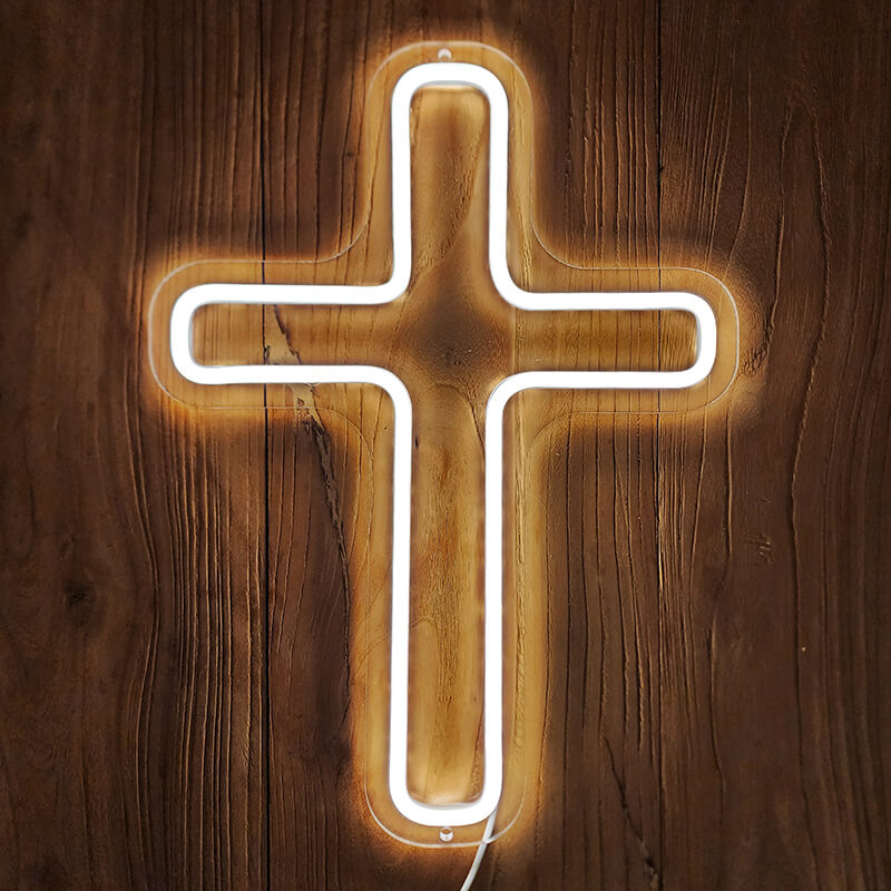 "HOLY CROSS" - LED Neon Sign (Size 15.7”x 11.8”)