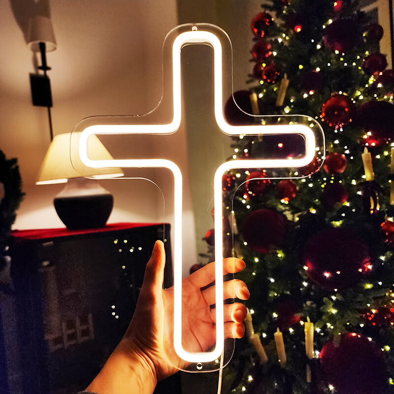 "HOLY CROSS" - LED Neon Sign (Size 15.7”x 11.8”)