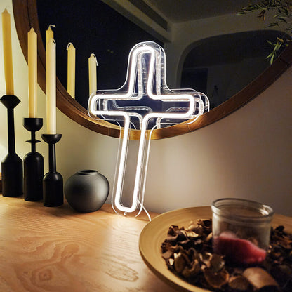 "HOLY CROSS" - LED Neon Sign (Size 15.7”x 11.8”)