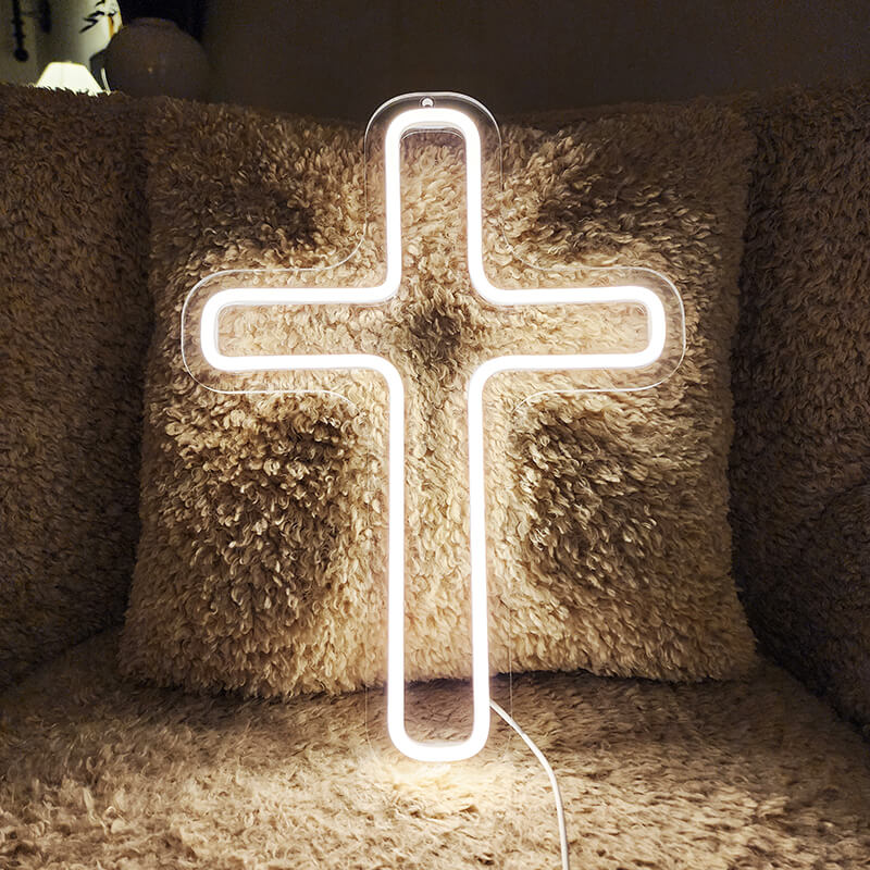 "HOLY CROSS" - LED Neon Sign (Size 15.7”x 11.8”)