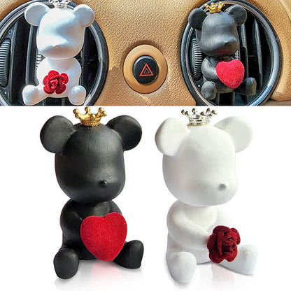 2x Cute Black & White Bears Car Decor
