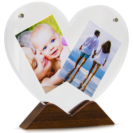 Heart Shaped Magnetic Photo Frame with Wooden Stand