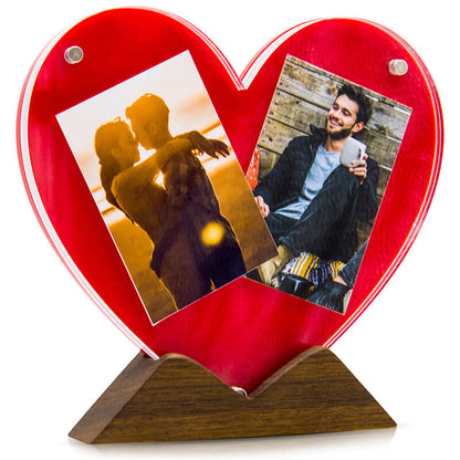 Heart Shaped Magnetic Photo Frame with Wooden Stand