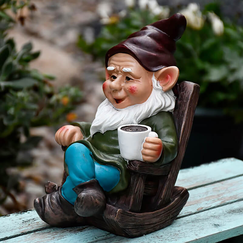 Garden Gnome with Coffee Statue