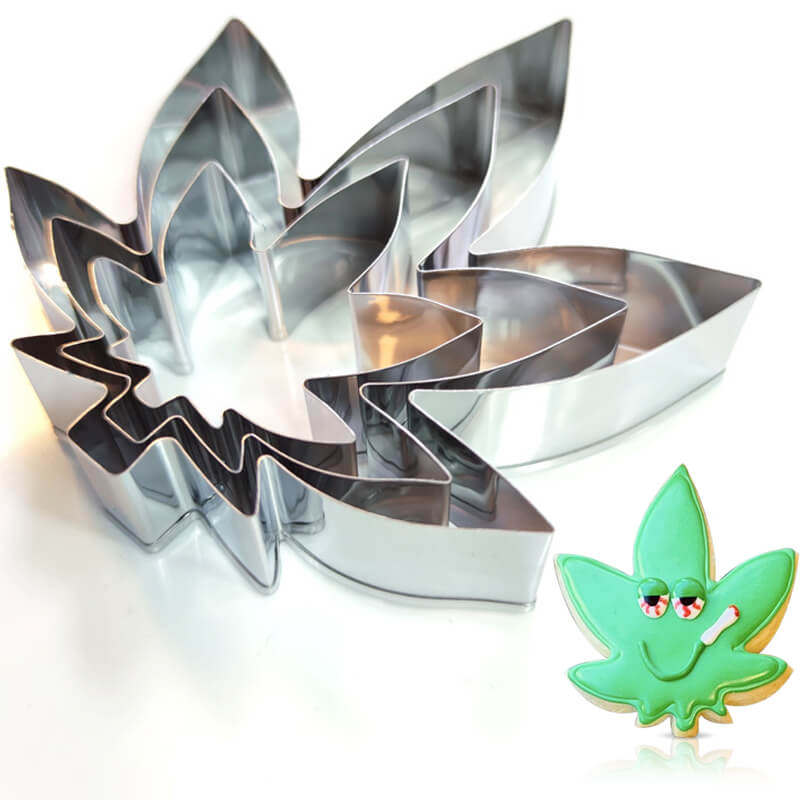 3x Set - Hemp Leaf Shape Cookie Cutter