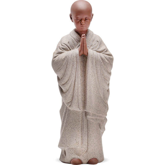 Monk in Deep Meditation Handmade Ceramic Statue (6.9in)