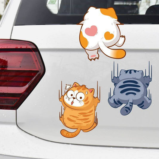 3 Scratch Cat Friends Vinyl Stickers