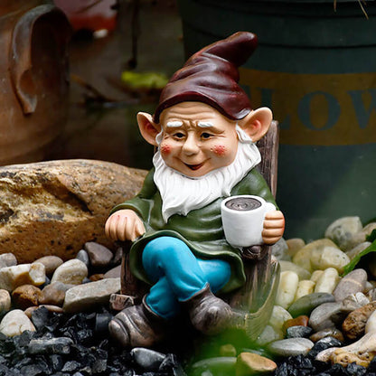 Garden Gnome with Coffee Statue