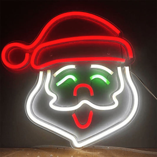 "SANTA'S HEAD" - LED Neon Sign (Size 13.5”x 13.5”)