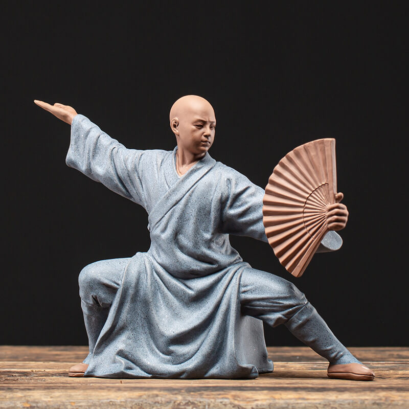 Thai Chi Monk with Fan - Energy Charge (handmade from ceramic)