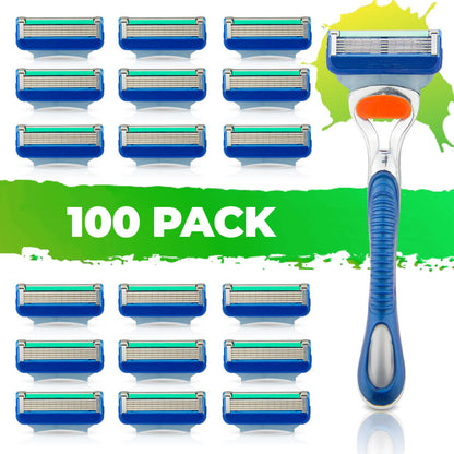 BIG PACK SET's - Man's Razor Blades for Shaving [24 pack] [56 pack] [100 pack] + 1 Handle